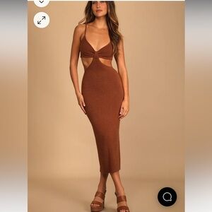 Lulus Brown Cutout Midi Sweater Dress Size XS